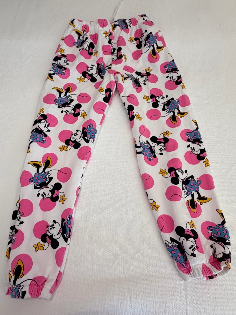 Disney Parks Minnie Mouse Pink & White Polka Dot Sweat Pants Joggers Size M - Picture 2 of 7